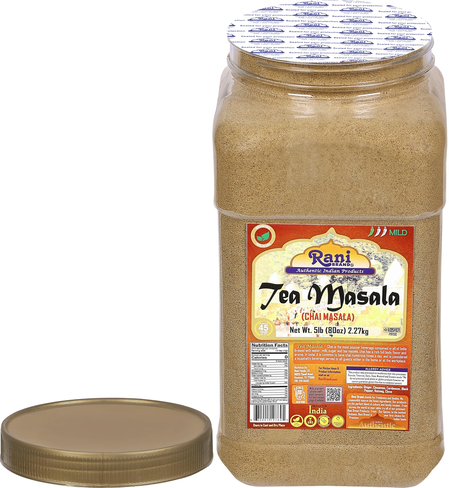 Rani Tea (Chai) Masala 5lbs (80oz) Bulk PET Jar