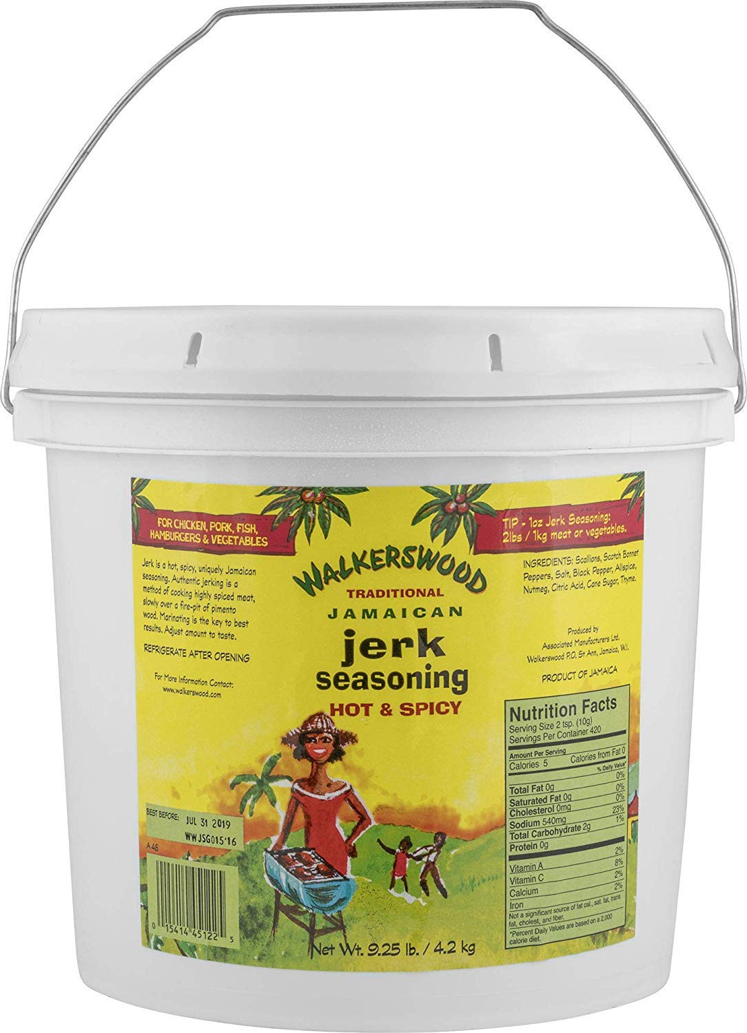 Traditional Jamaican Jerk Seasoning, Hot and Spicy, 128 Fl Oz