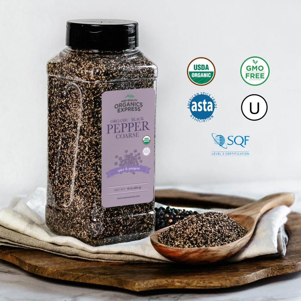 Express Organic Coarse Ground Black Pepper Restaurant Style For Cooking Usda Cer