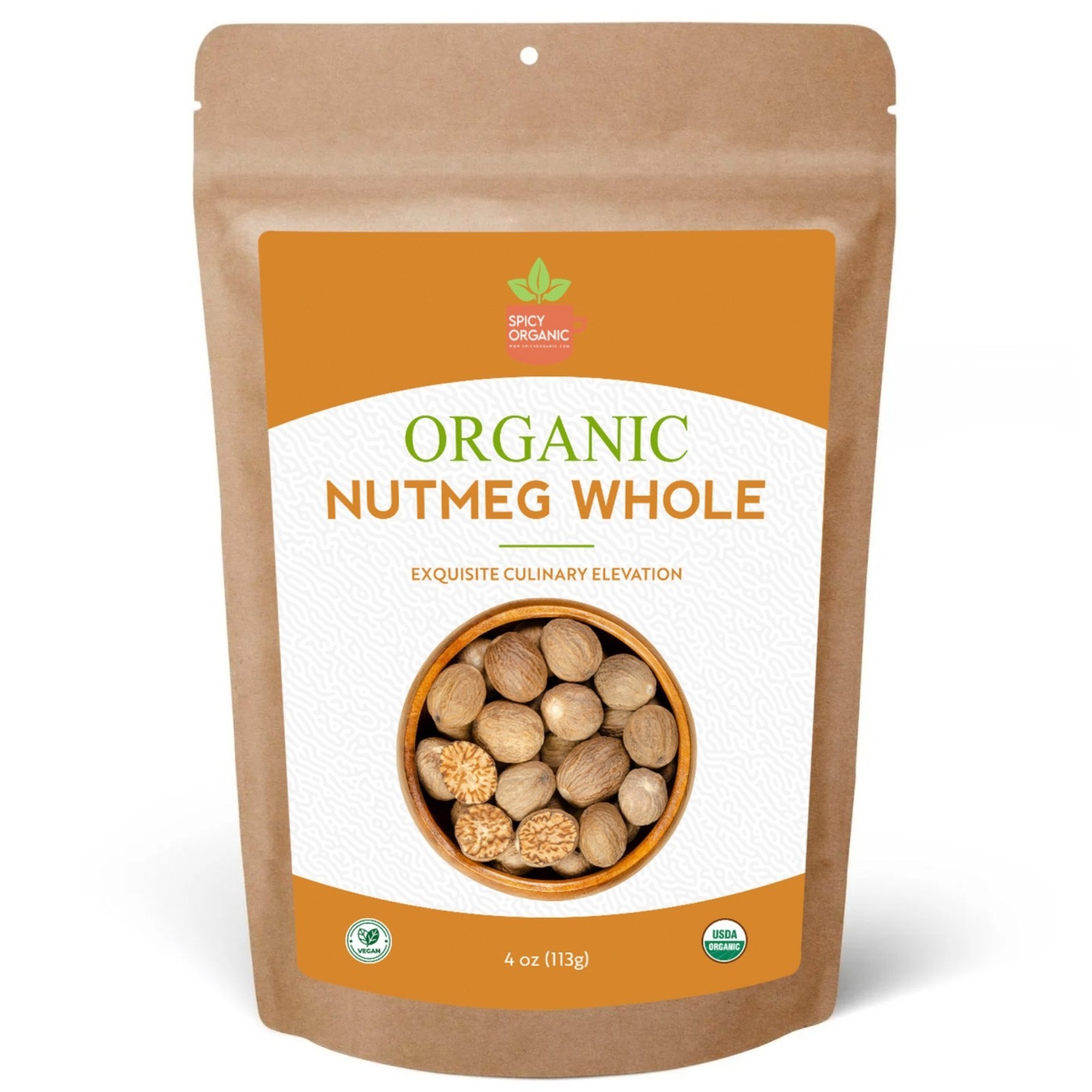 Spicy Organic Nutmeg Whole 4 oz | USDA Organic