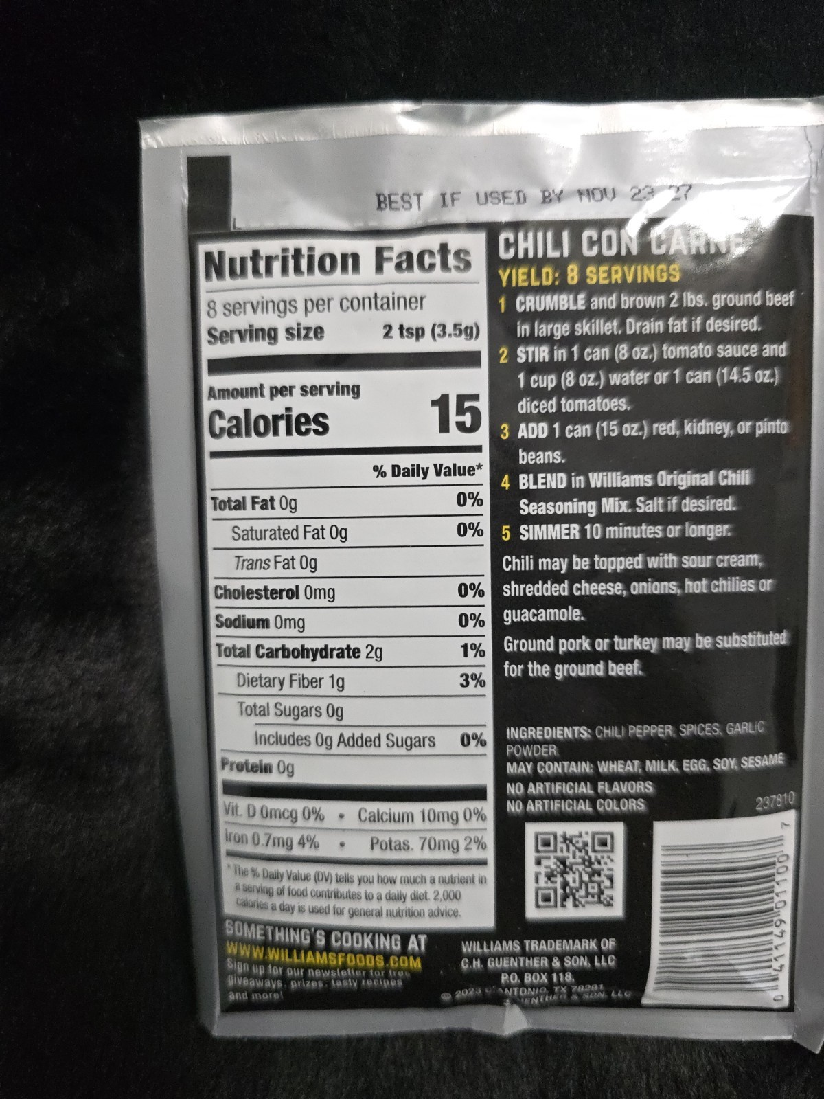 Williams Original Chili Seasoning (Pack of 6)