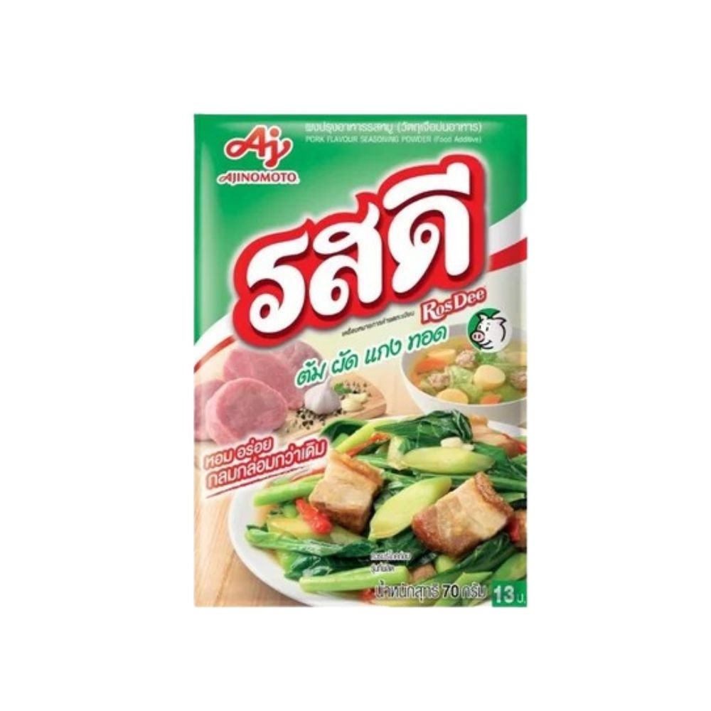 Rosdee Cooking Powder Food Seasoning Ajinomoto Thai Pork Flavor 10 x 70 g. Size.