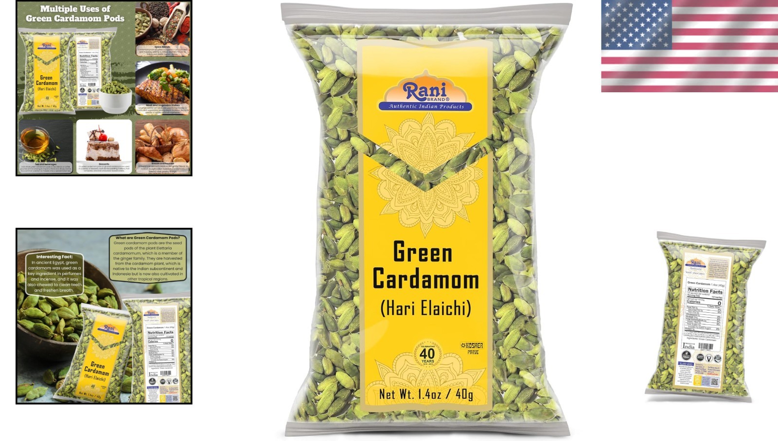 Rani All Natural Green Cardamom Pods 1.4oz – Kosher, & Gluten-Friendly