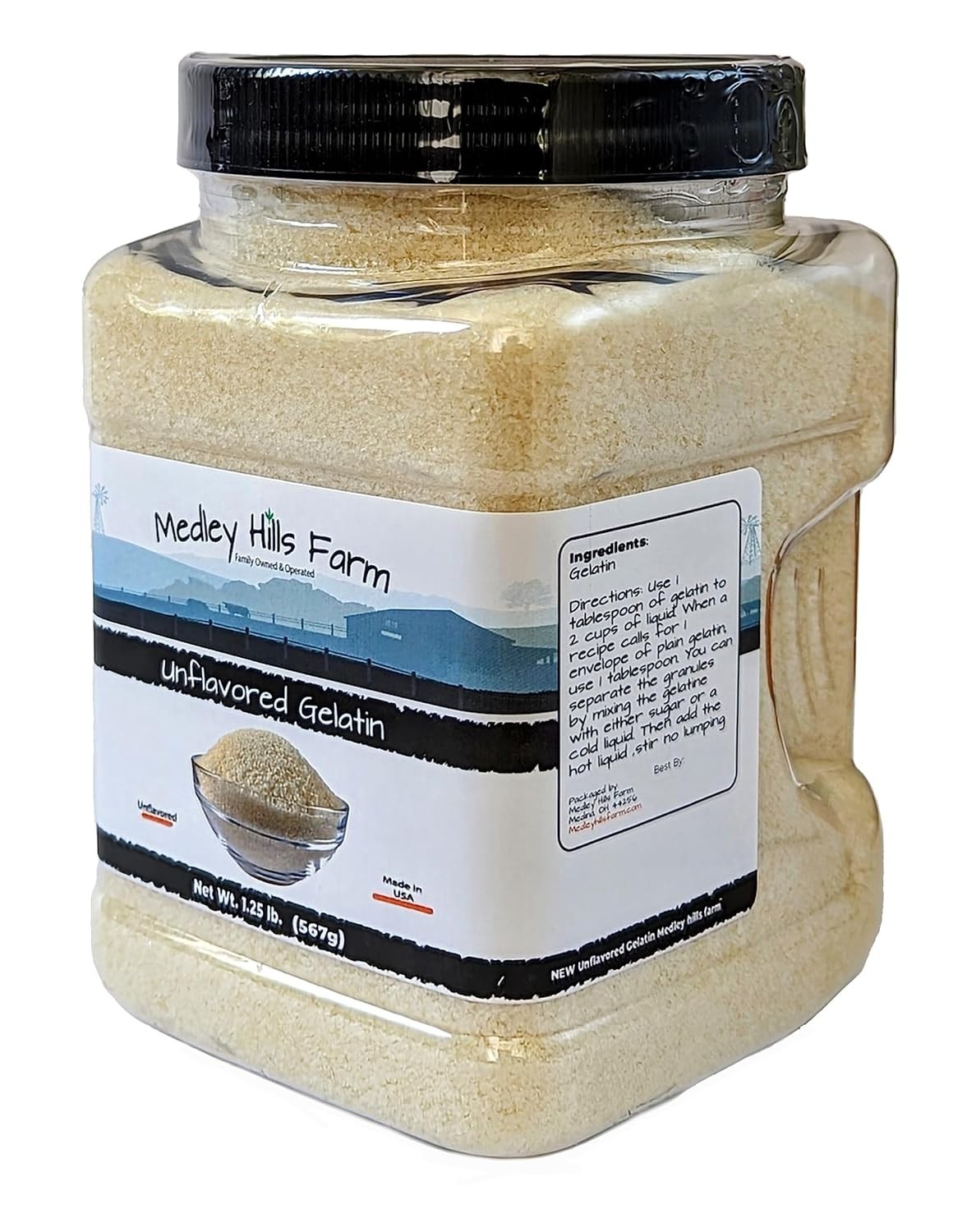 Unflavored Gelatin by 1.25 lbs. in Reusable Container – Gelatin powder unflav…