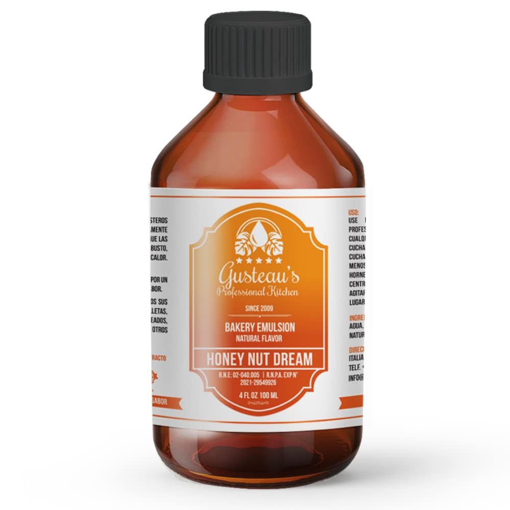 Gusteau’s – Honey Nut Flavor Bakery Emulsion, 4 fl oz (100ml) Alcohol Free, S…
