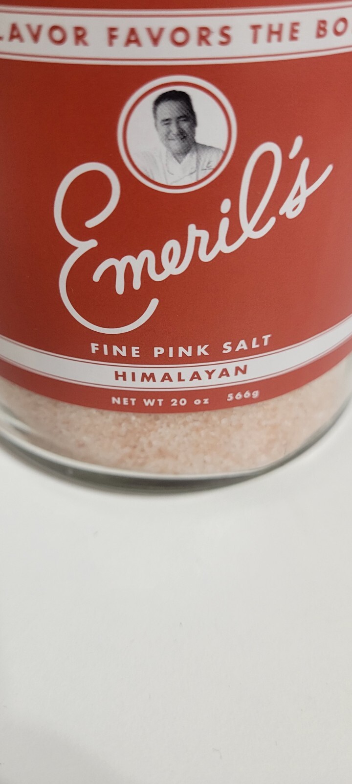 Emeril’s Fine Pink salt Himalayan, 20oz glass jar. coarse fine grain