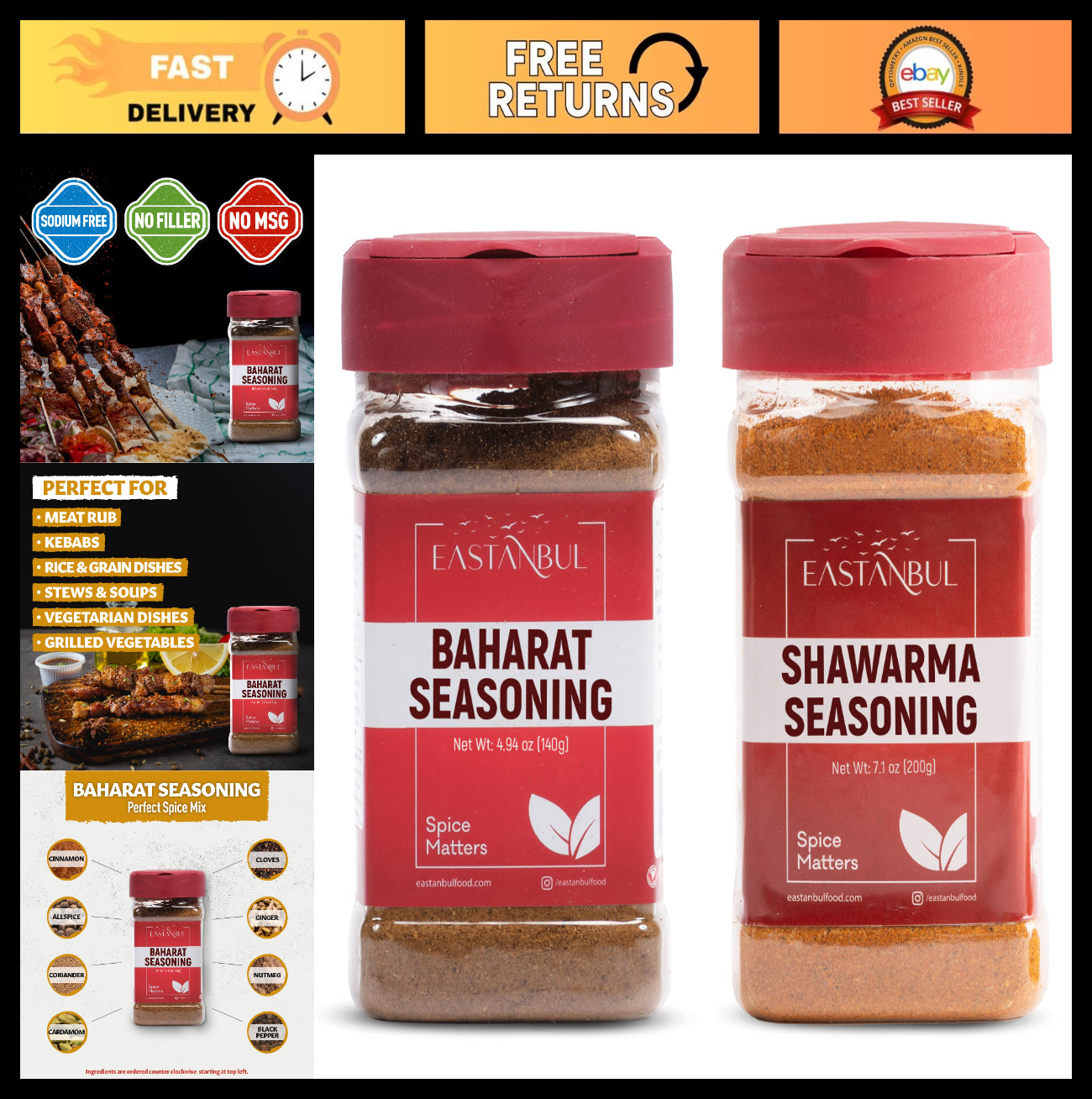 Middle Eastern Spice Bundle – Baharat & Shawarma Seasoning, Authentic, No MSG, S