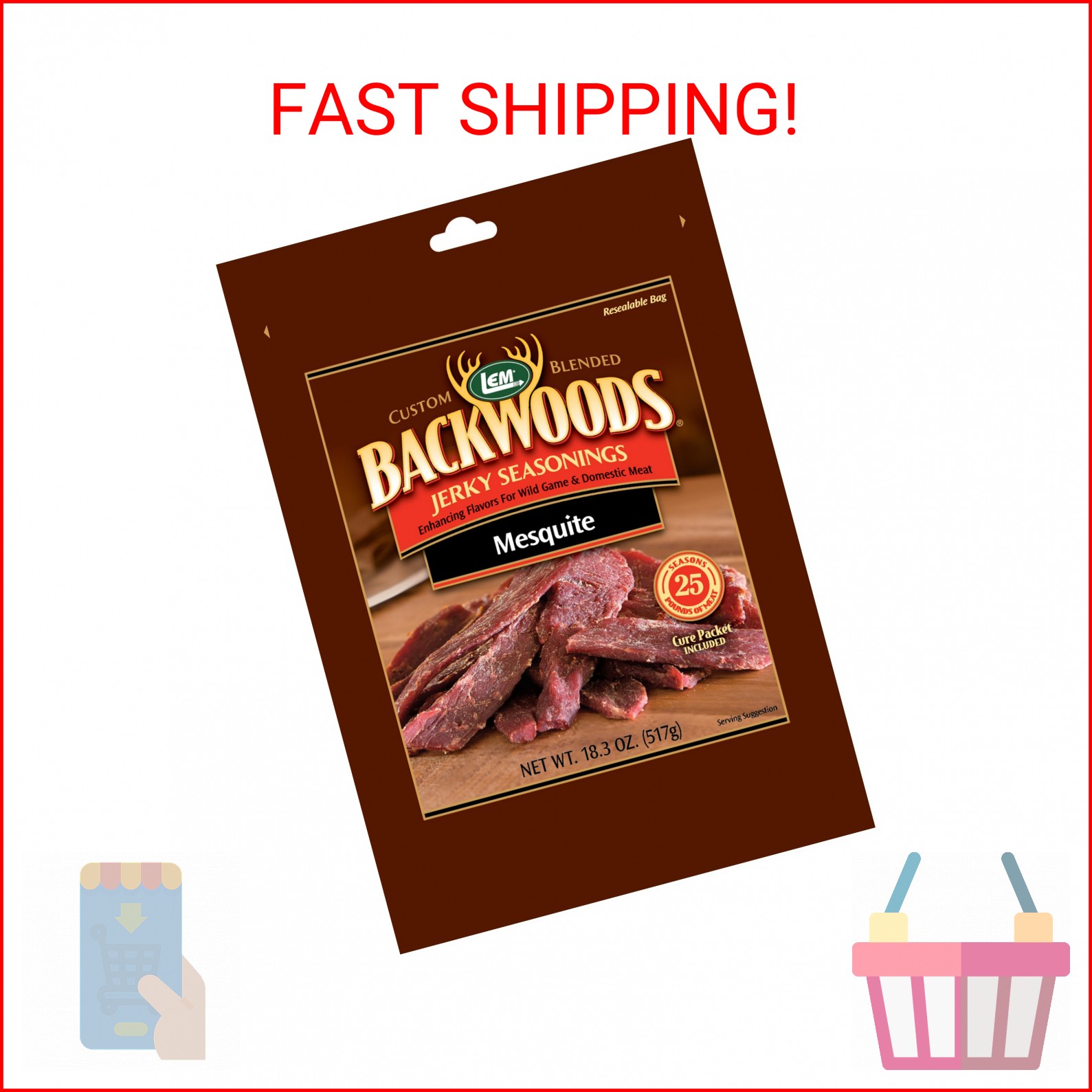LEM Products Backwoods Mesquite Jerky Seasoning, Ideal for Wild Game and Domesti