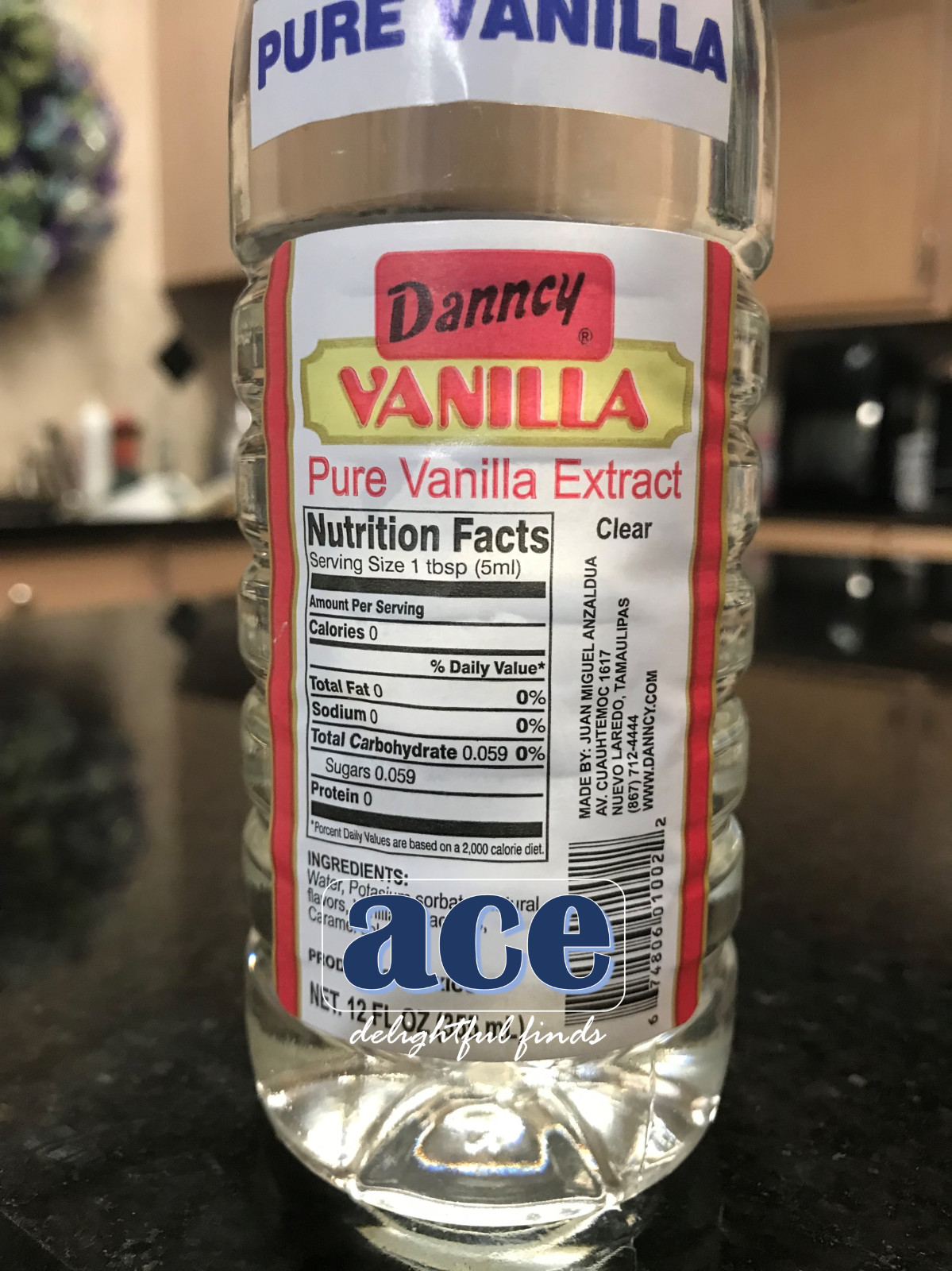 Two (2) Danncy Pure Mexican Vanilla Extract – White Color (12 oz each)