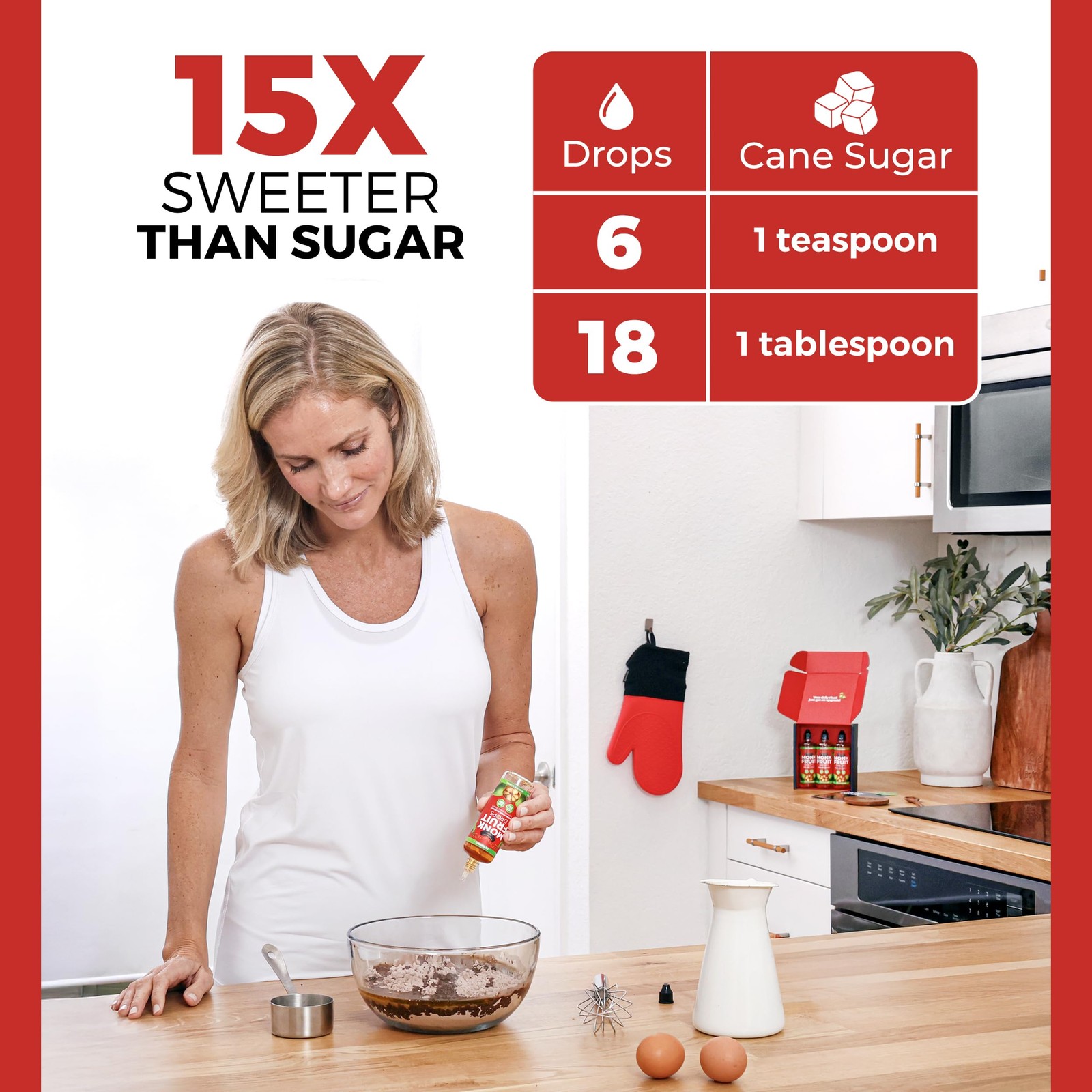 Monk Fruit Extract 6 Drops = 1 Tsp of Sugar Zero Calories, NonGMO, No Fillers…