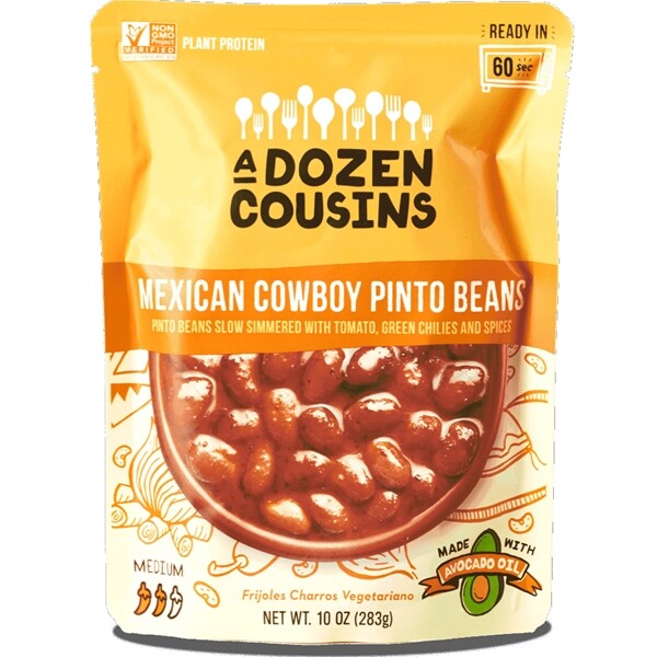 A Dozen Cousins Mexican Cowboy Pinto Beans – Plant Based Protein, Vegan – 10 oz