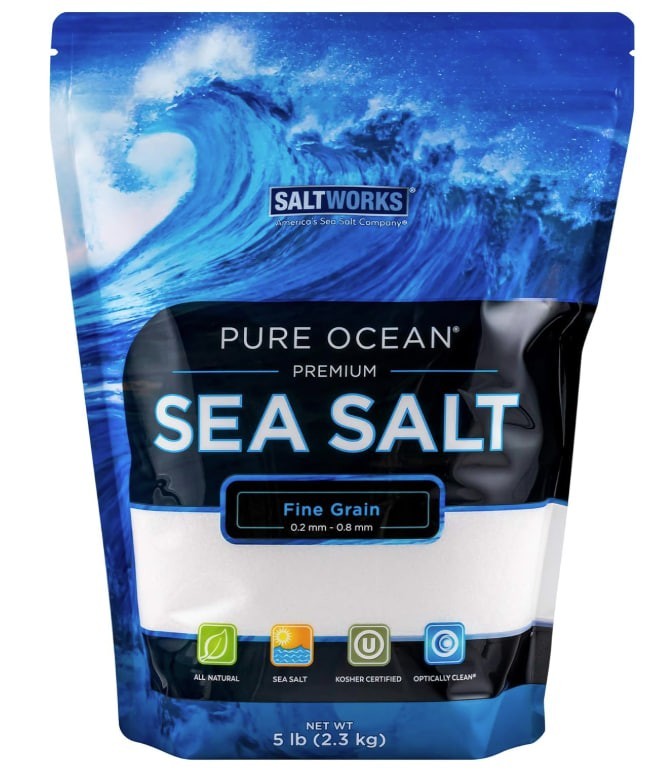SaltWorks Pure Ocean Sea Salt, Fine Grain, 5 Pound Bag