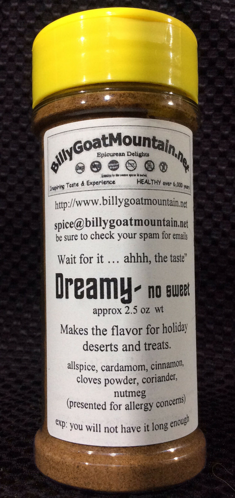 Dreamy – no sweet Blend Gourmet Spice Billy Goat Mountain healthy recipes