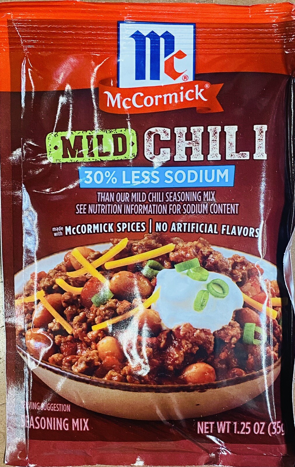 McCormick MILD CHILI 30% LESS SODIUM Seasoning Mix Savory Herbs & Spices 1.25 oz