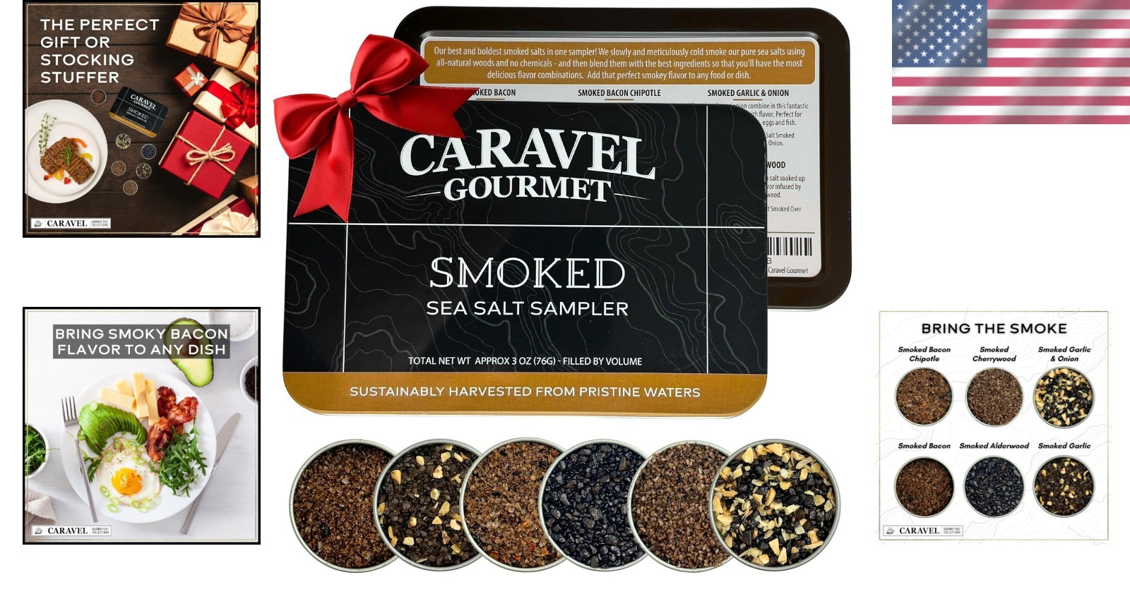 Gourmet Smoked Sea Salt Sampler Set – 6 Flavor Variety, Perfect Cooking Gift