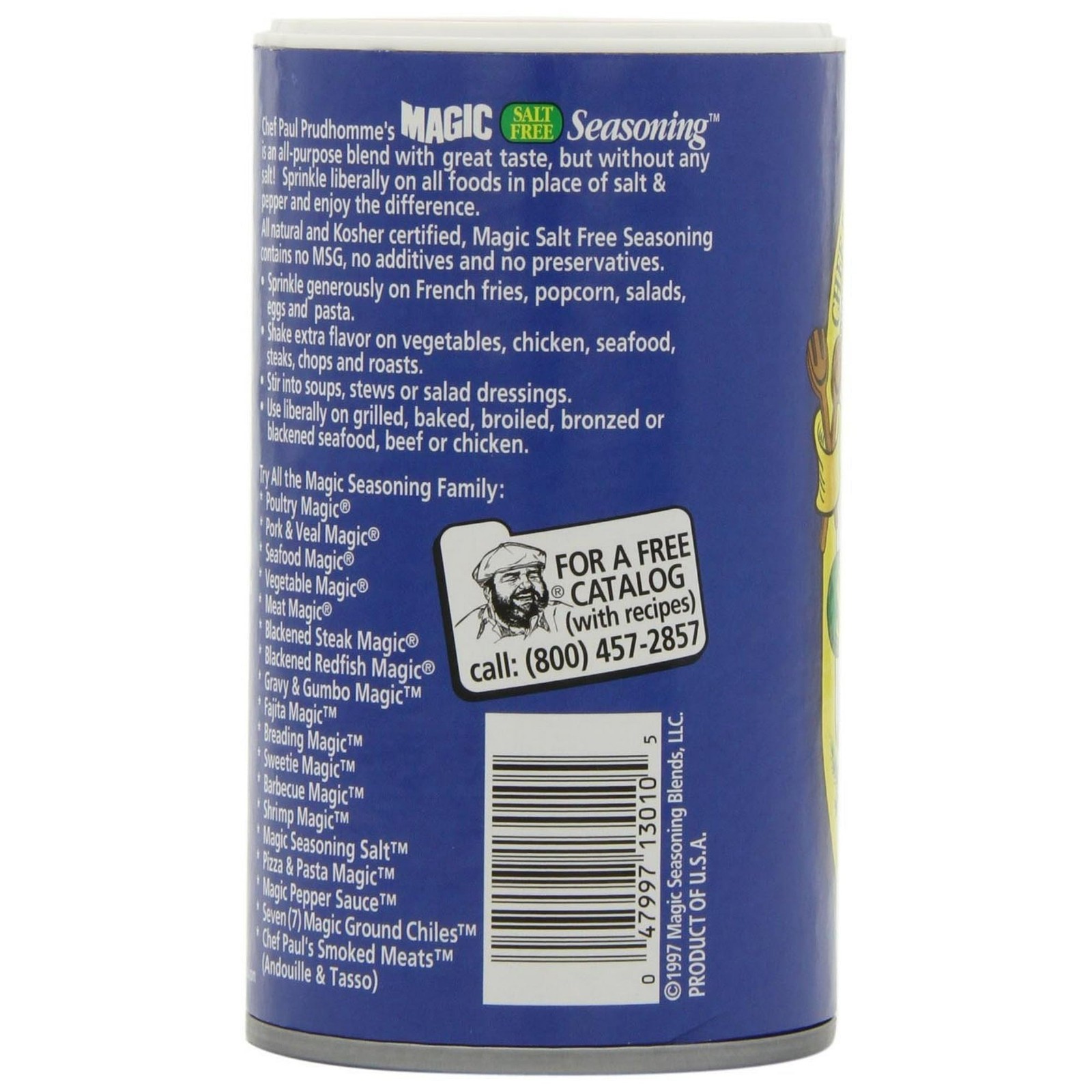 Chef Paul Prudhomme’s Magic Seasoning Blends Salt Free No MSG 5oz (6 Pack)