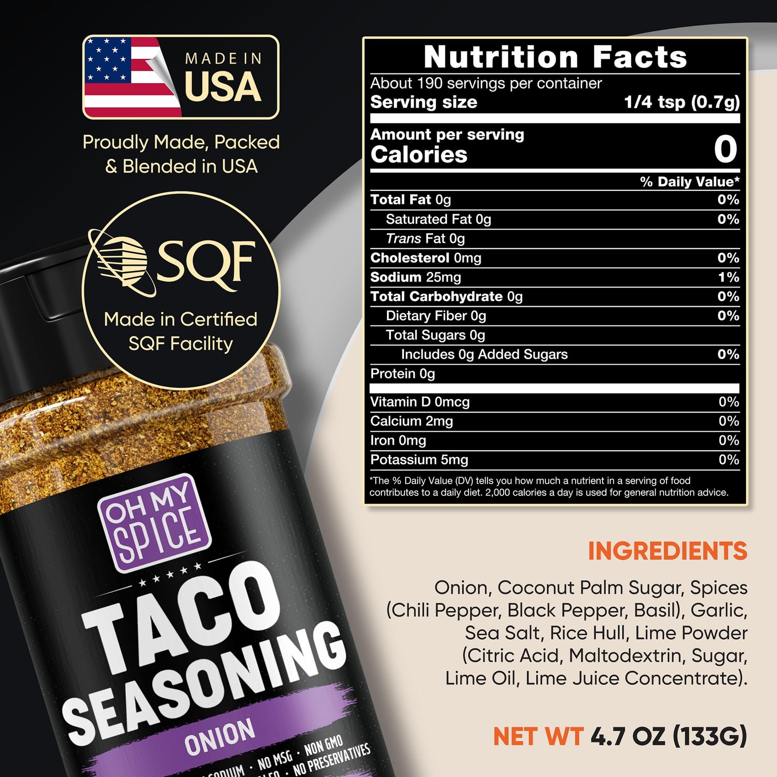 Taco Seasoning Mix Onion Powder – Gluten Free & Low Sodium Mexican Seasoning …