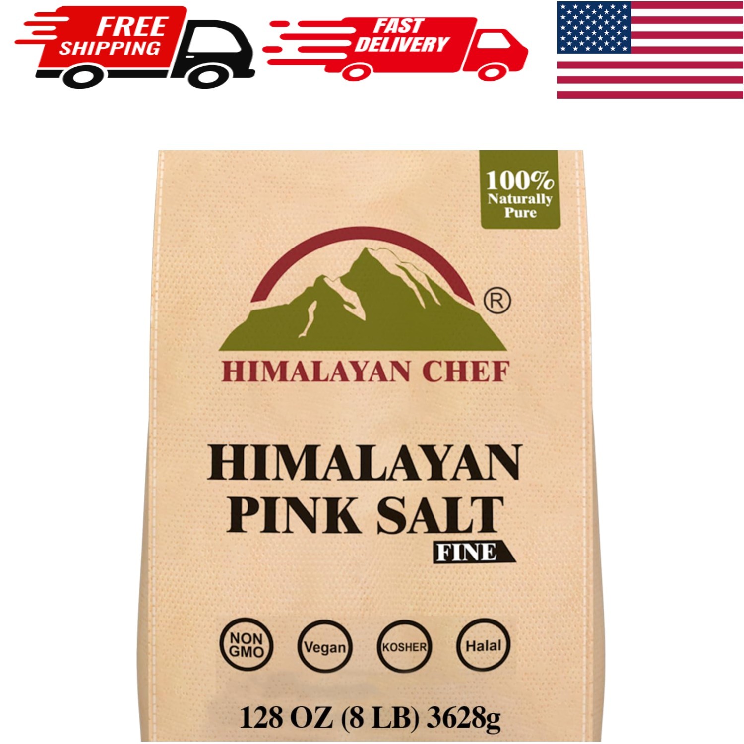 Natural Pink Himalayan Salt – 8 lbs Extra Fine, Perfect for Seasoning & spa Use