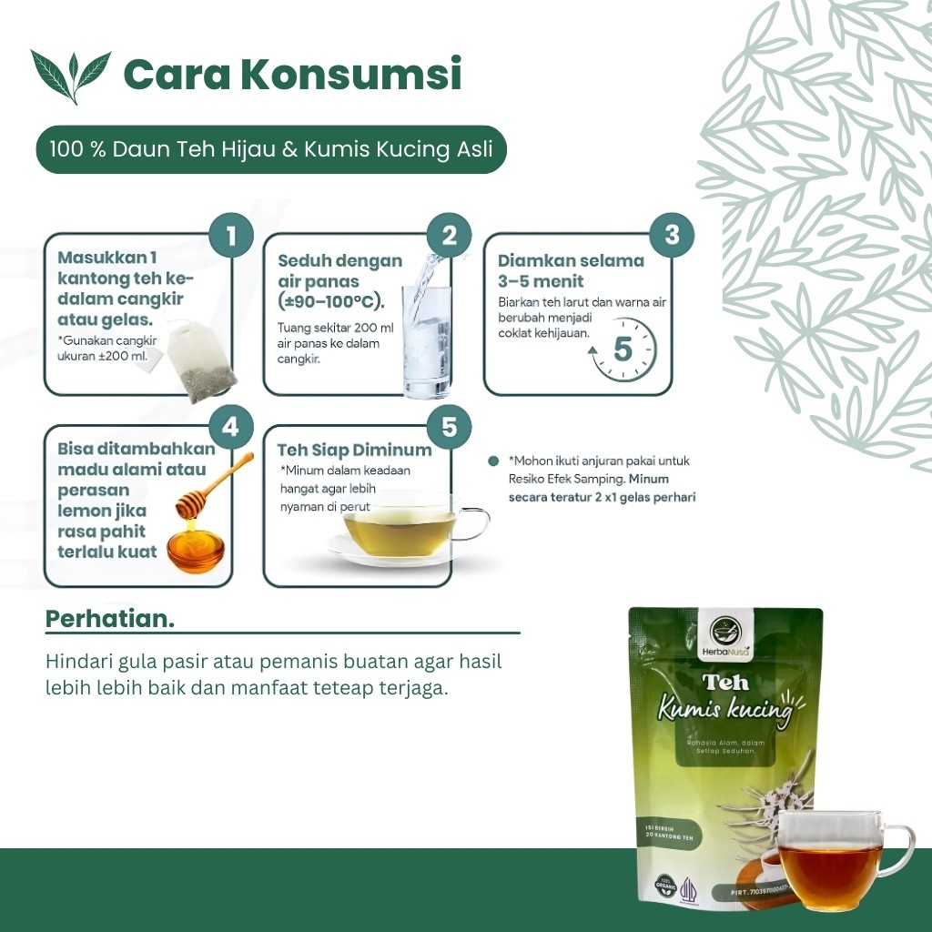 Kumis Kucing Leaf Herbal Infusion Blend 20 Tea Bags Botanical