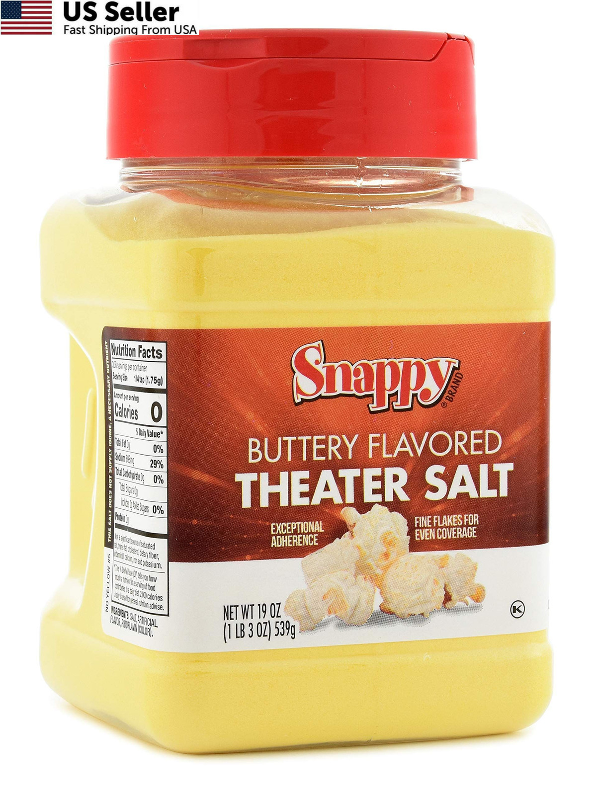 Snappy Buttery Flavored Popcorn Salt, 19 oz 19 Ounce (Pack of 1)