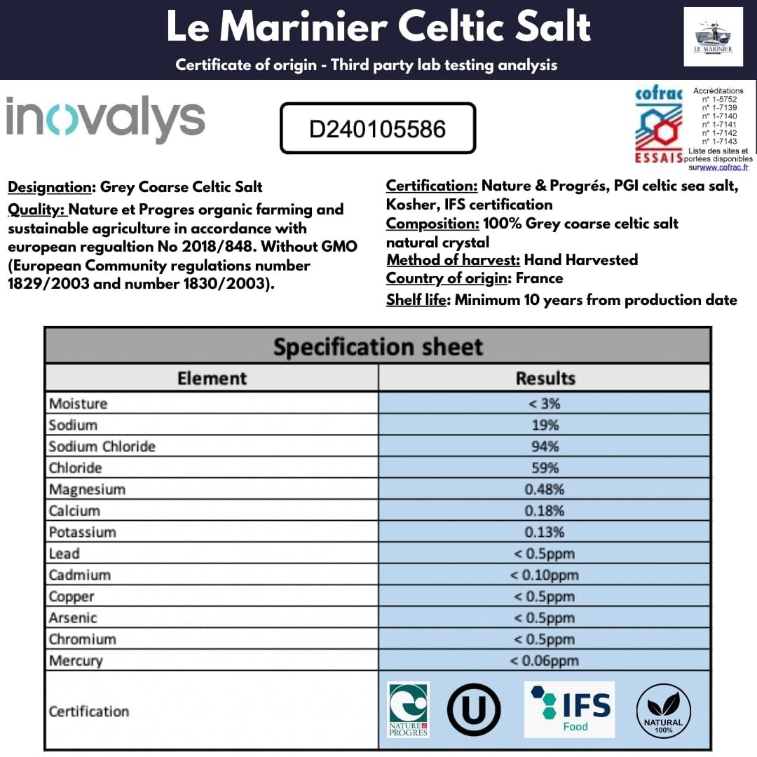 Authentic French Sea Salt, 80 Ounce Unrefined Celtic Salt for Gourmet Cooking
