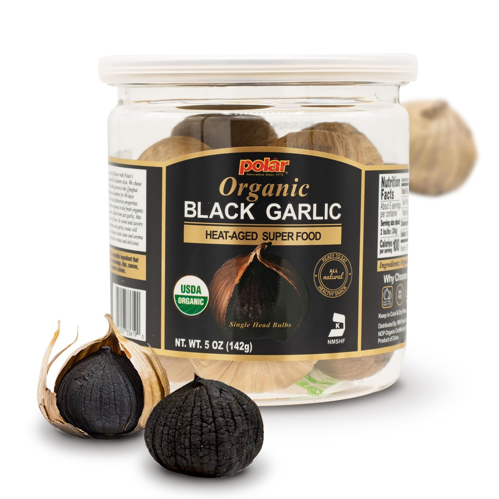 MW Polar USDA Organic Black 5 Ounce (Pack of 1), Garlic easy peel