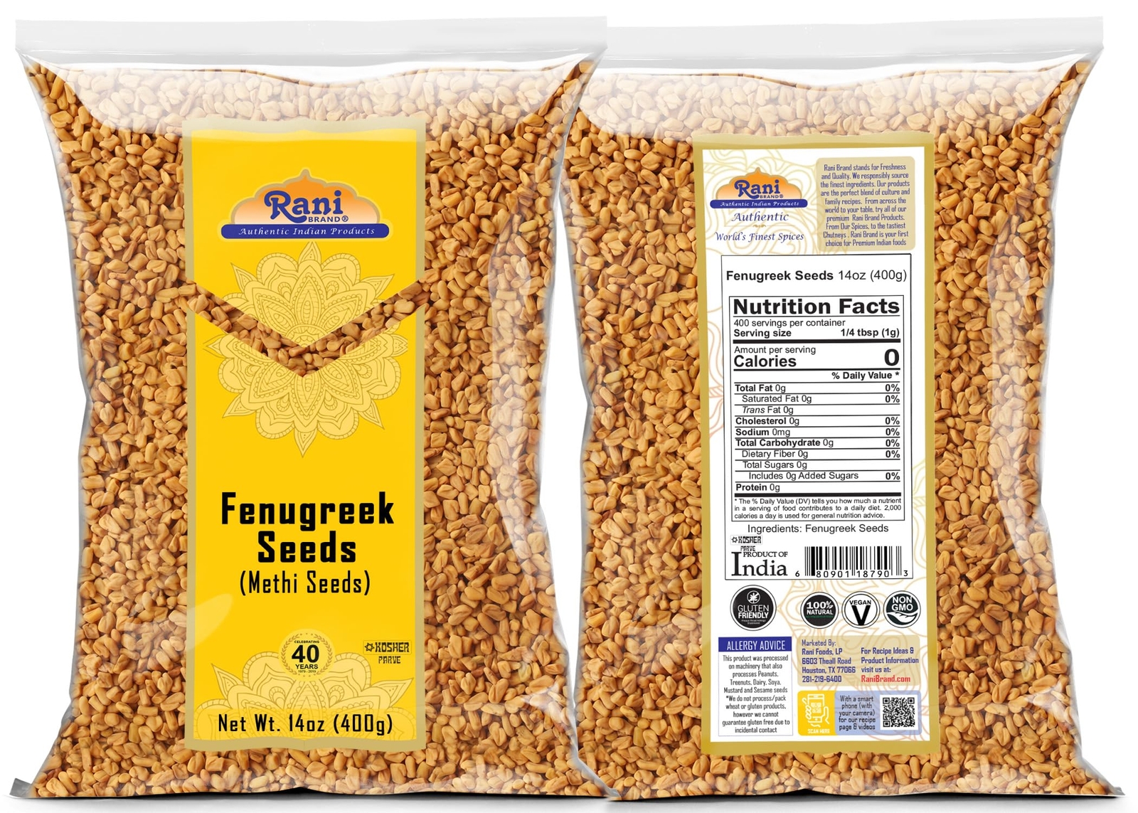 Rani Fenugreek (Methi) Seeds Whole 14oz (400g)