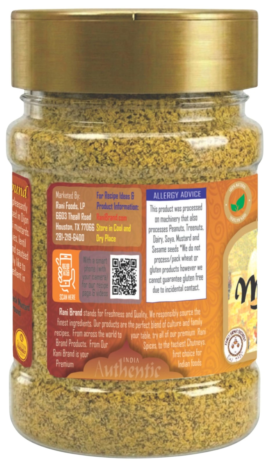 Rani Mustard Seeds Ground, Powder Spice (Rai Sarson) 3oz (85g)