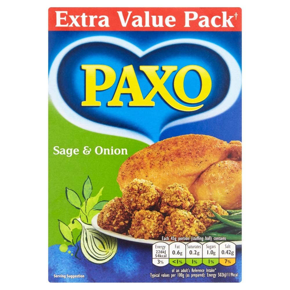 Paxo Sage & Onion Stuffing – 340g 11.9 Ounce (Pack of 1)