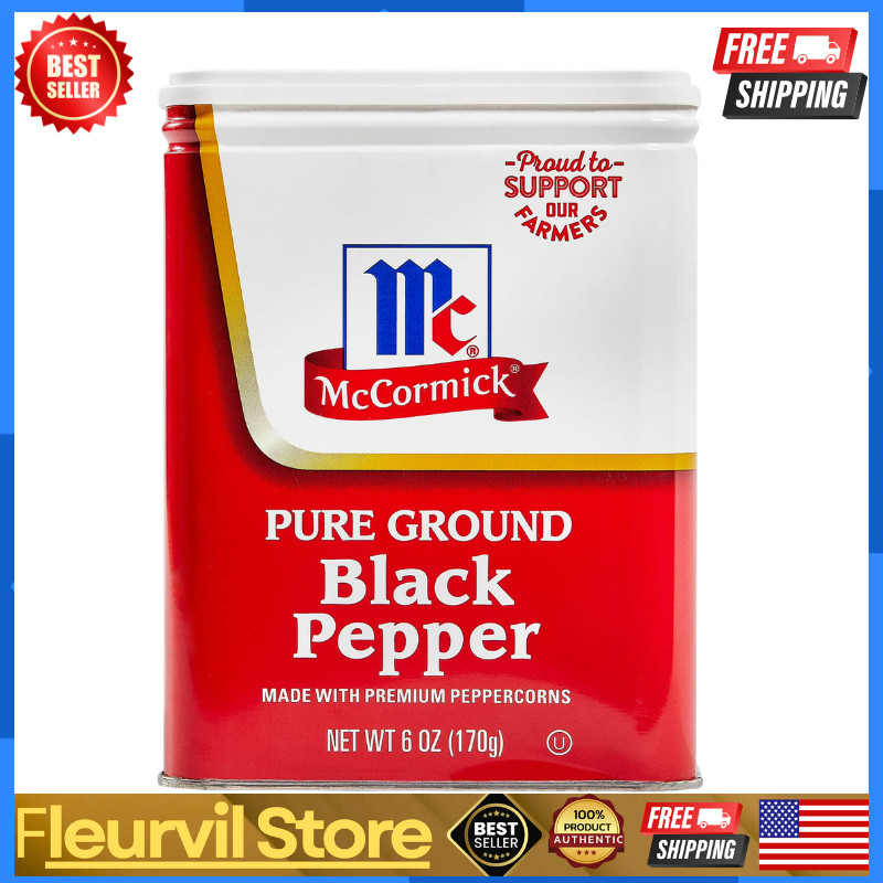 McCormick Pure Ground Black Pepper, 6.0 oz Can