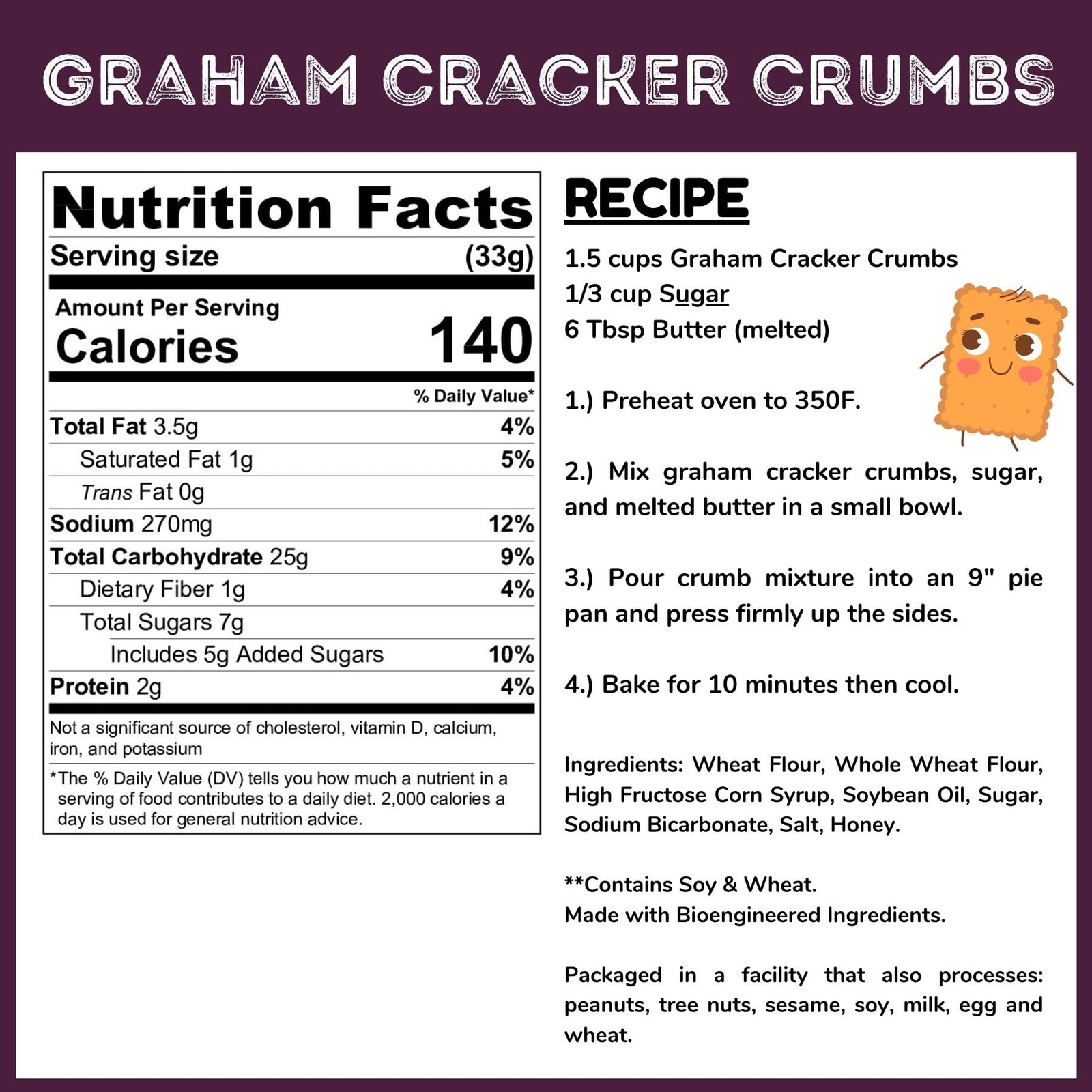 Graham Cracker Crumbs – 2 Lb Tub