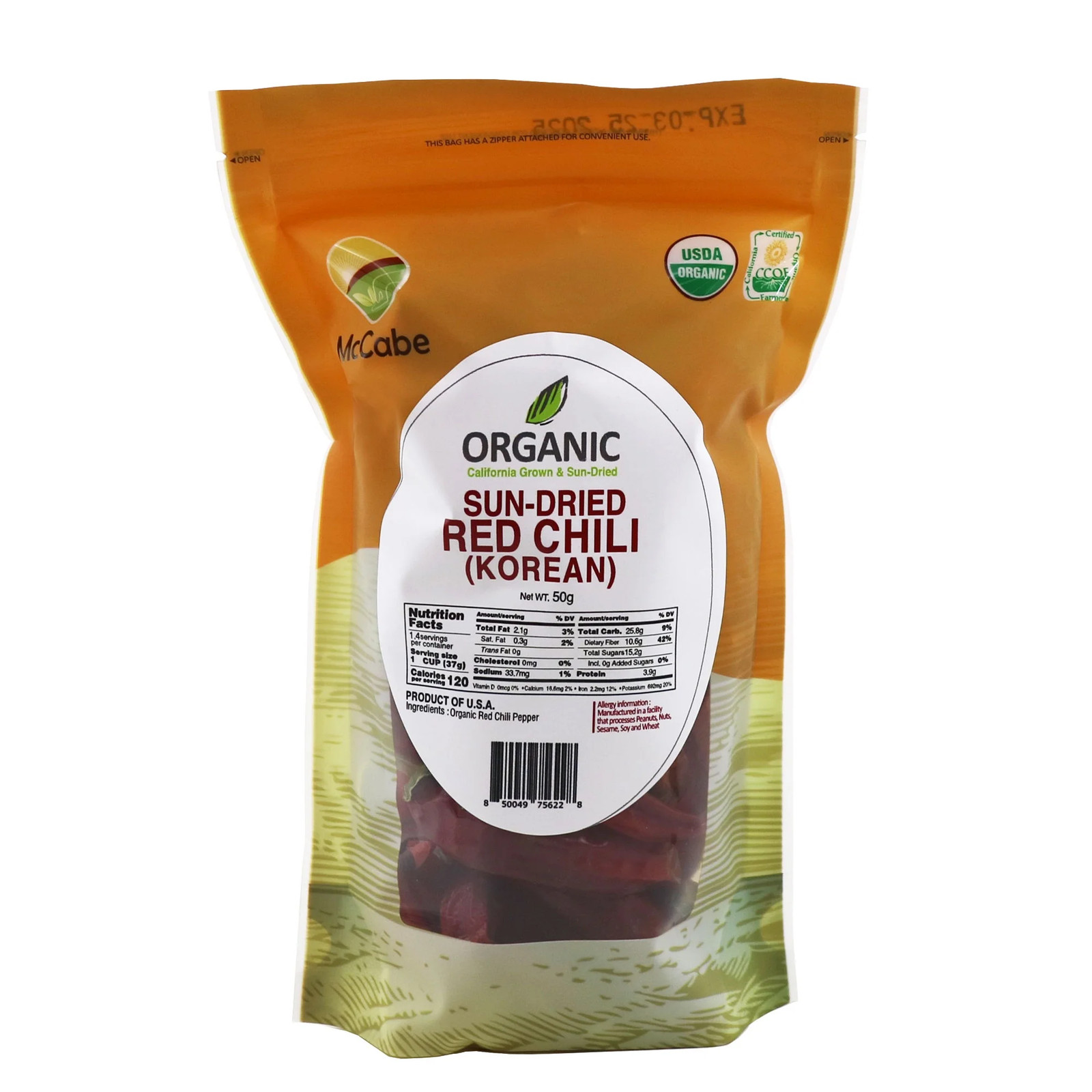 McCabe Organic Sun-Dried Red Chili Pepper – Dried Korean Variety Chili Peppers |