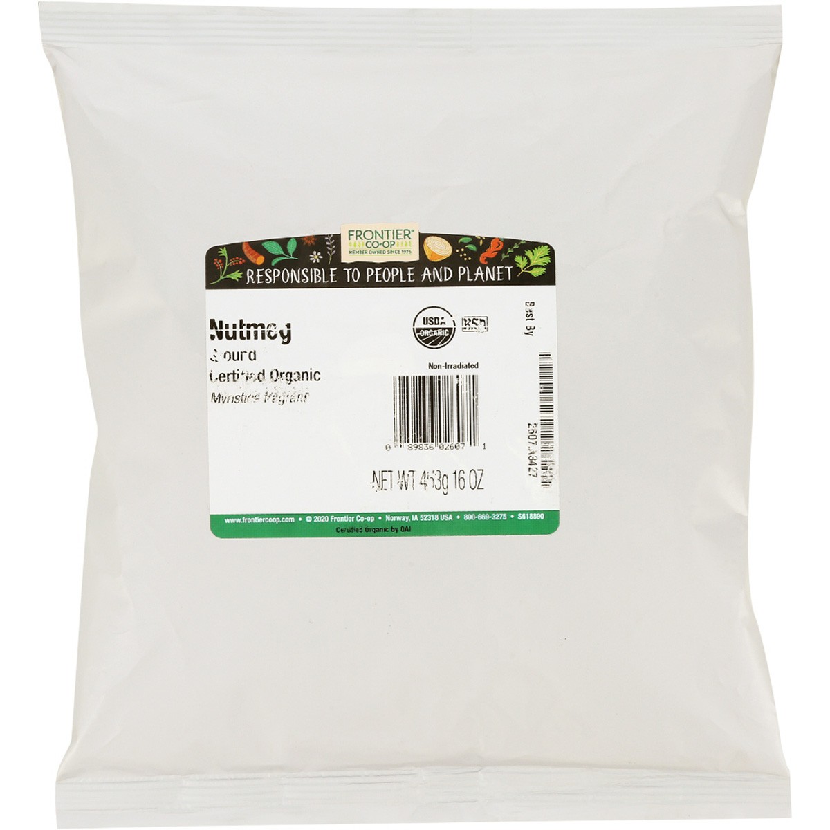 Frontier Organic Ground Nutmeg 1 Lb Spice 1 Pack