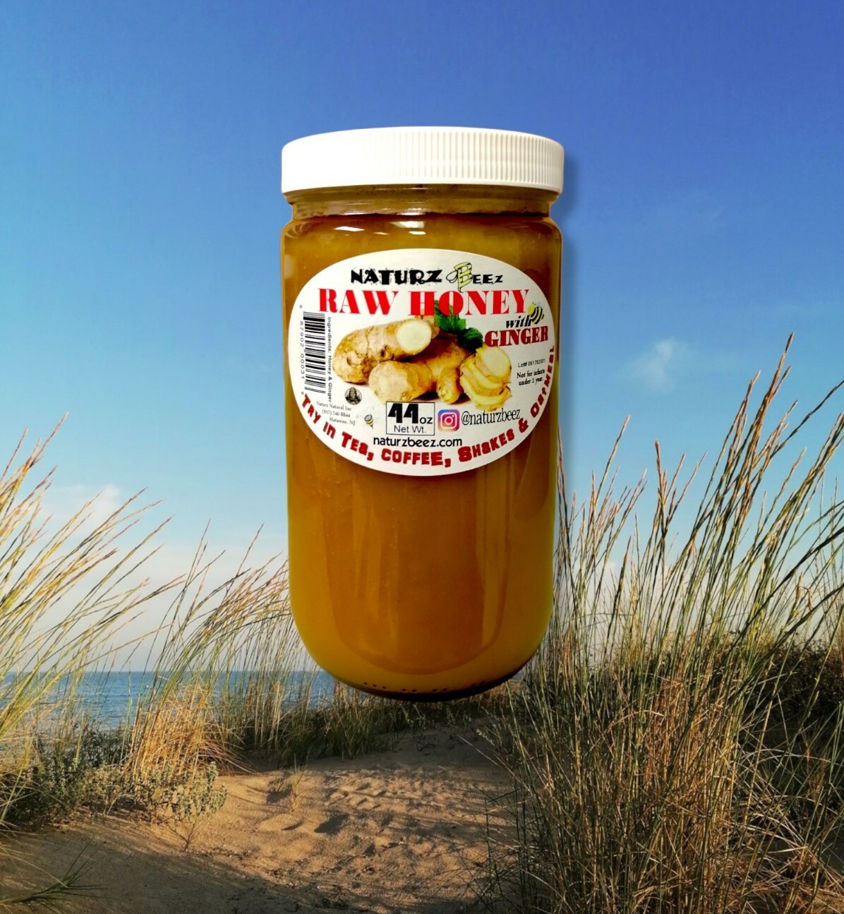 RAW HONEY with GINGER 44oz 100% PURE RAW UNFILTERED USA HONEY