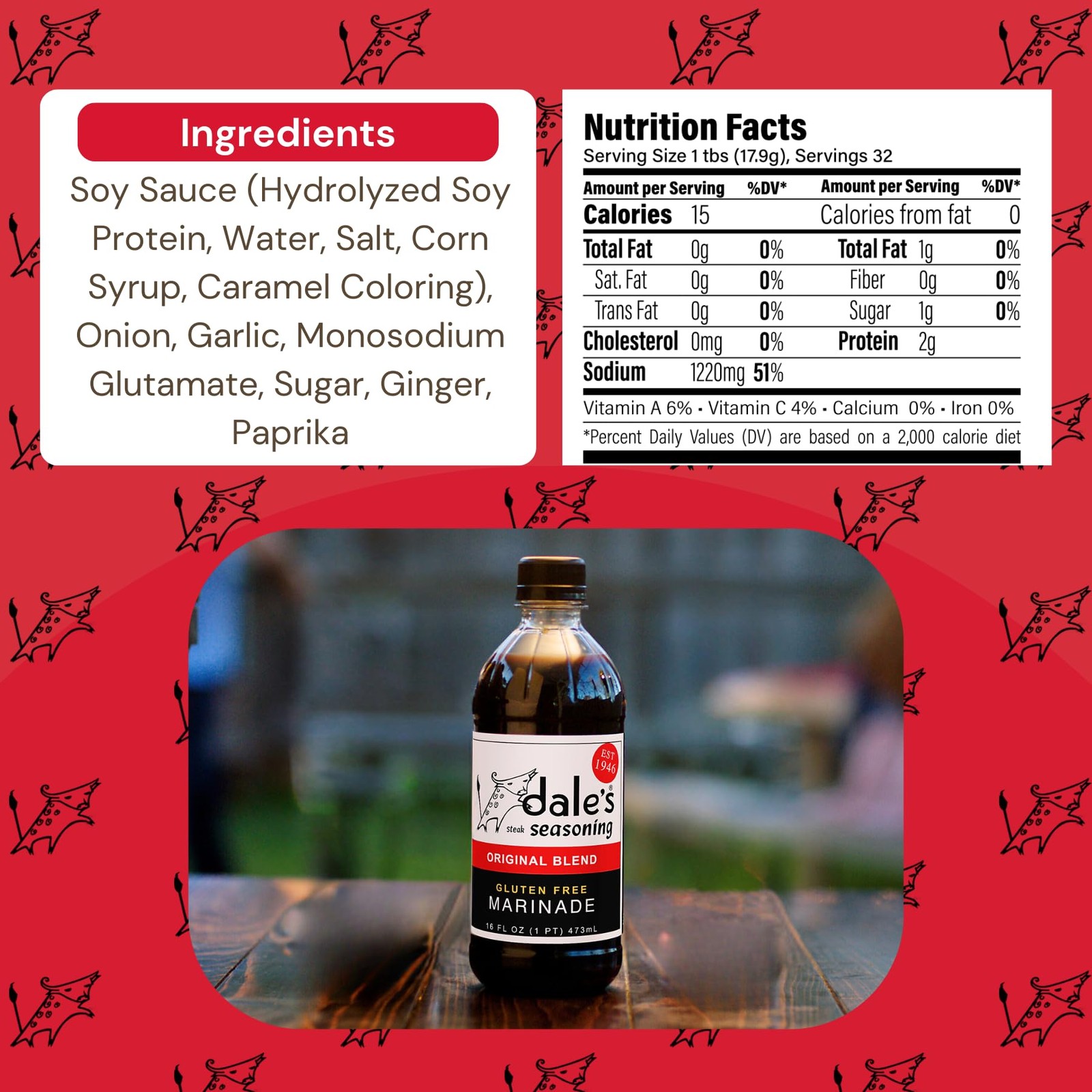 Original Steak Seasoning By Dale’s, Gluten Free, No 16 Fl Oz (Pack of 2)