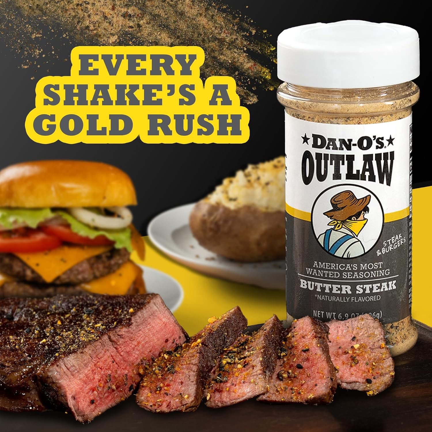 Dan-Os Outlaws Butter Dust Seasoning, 6.9 oz Bottle, Butter Free Ship NEW