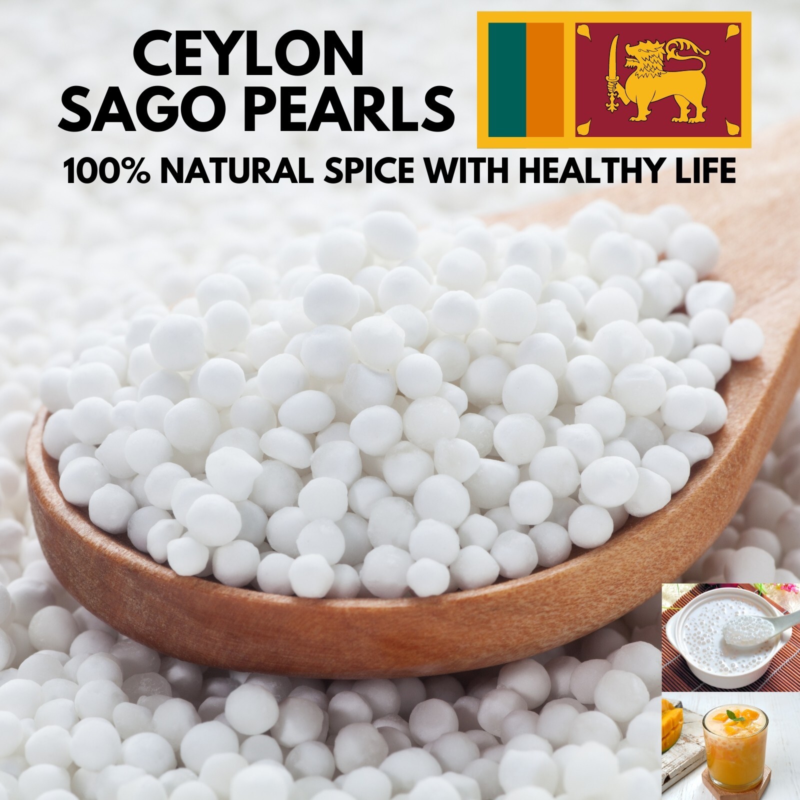 FRESH SAGO 100% PURE ORGANIC NATURAL CEREAL SRI LANKA SABUDANA TAPIOCA SEED 7OZ