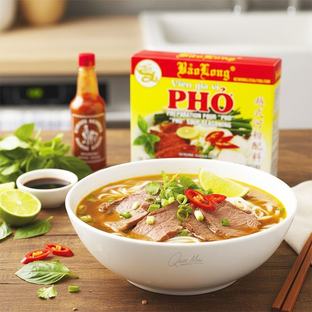 Bao Long Pho Seasoning Beef Cubes Vietnamese Noodle Soup 2.64 Oz (6 Pack)