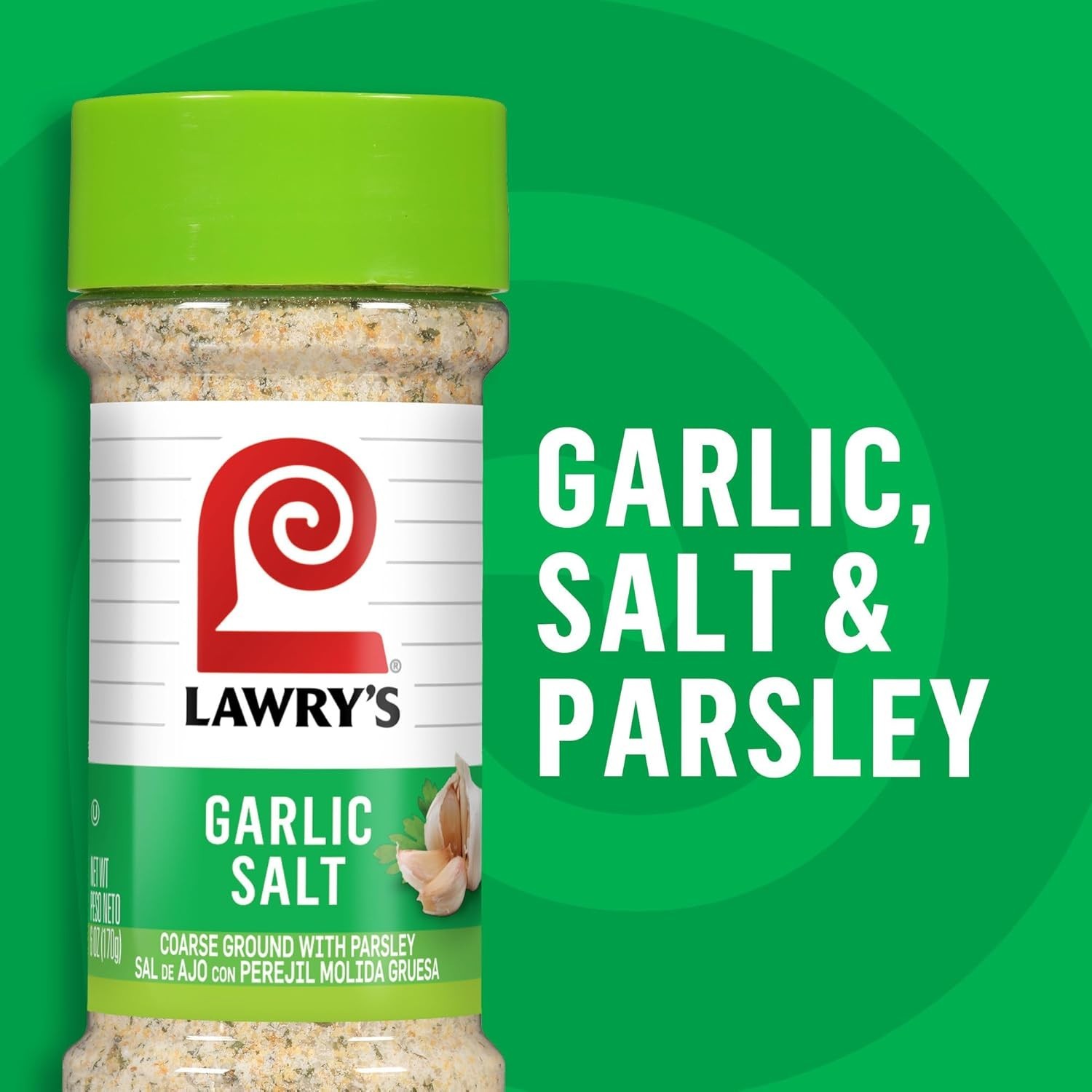 Coarse Ground Garlic Salt with Parsley, 6 oz for Mediterranean Dishes