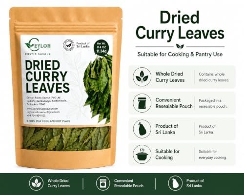 Dried Curry Leaves 0.4 Oz (11.34g) premium grade air fresh leaf whole |…