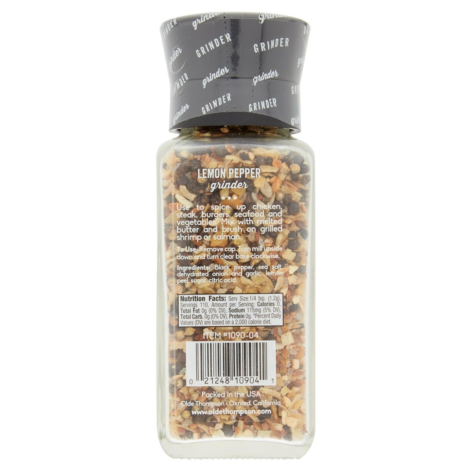 Olde Thompson Lemon Pepper Glass Grinder 4.7 oz (2 Pack) Certified Kosher