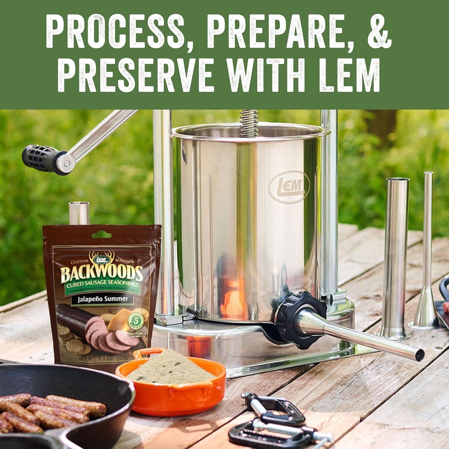 LEM Backwoods Jalapeno Summer Sausage Seasoning 21.5 Ounce Cure Packet Included
