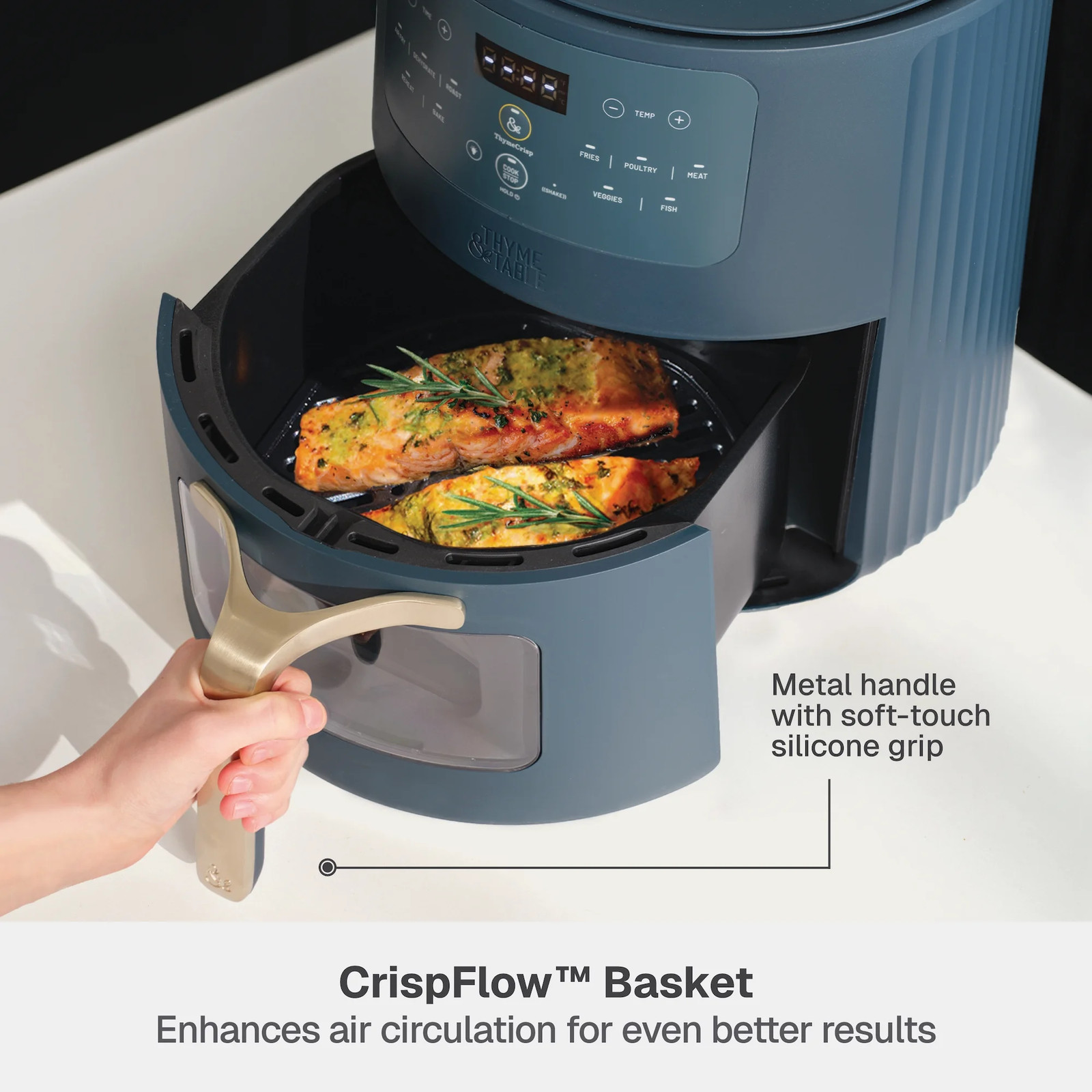 6QT Air Fryer, with Thymecrisp™ and Ceramic-Coated Nonstick Basket, Atlantic Blu