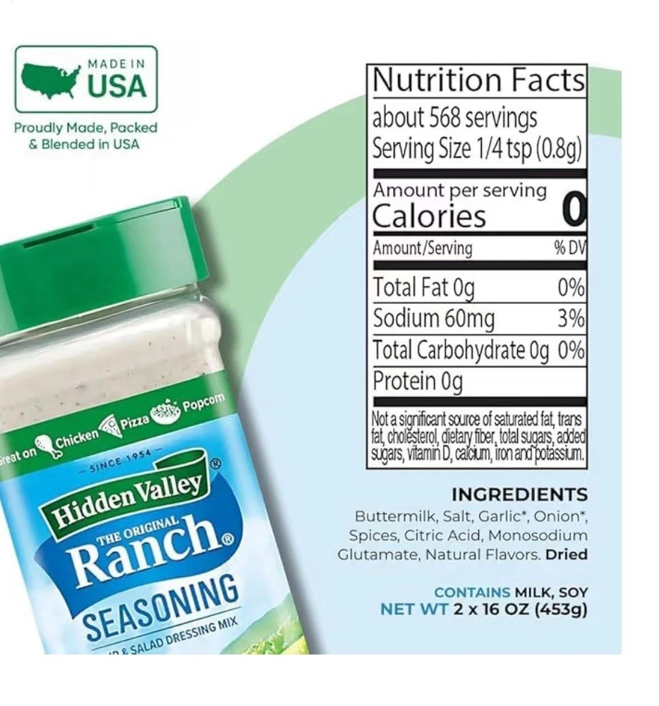 Hidden Valley Original Ranch Salad Dressing and Seasoning Mix 2 pack 2x453g