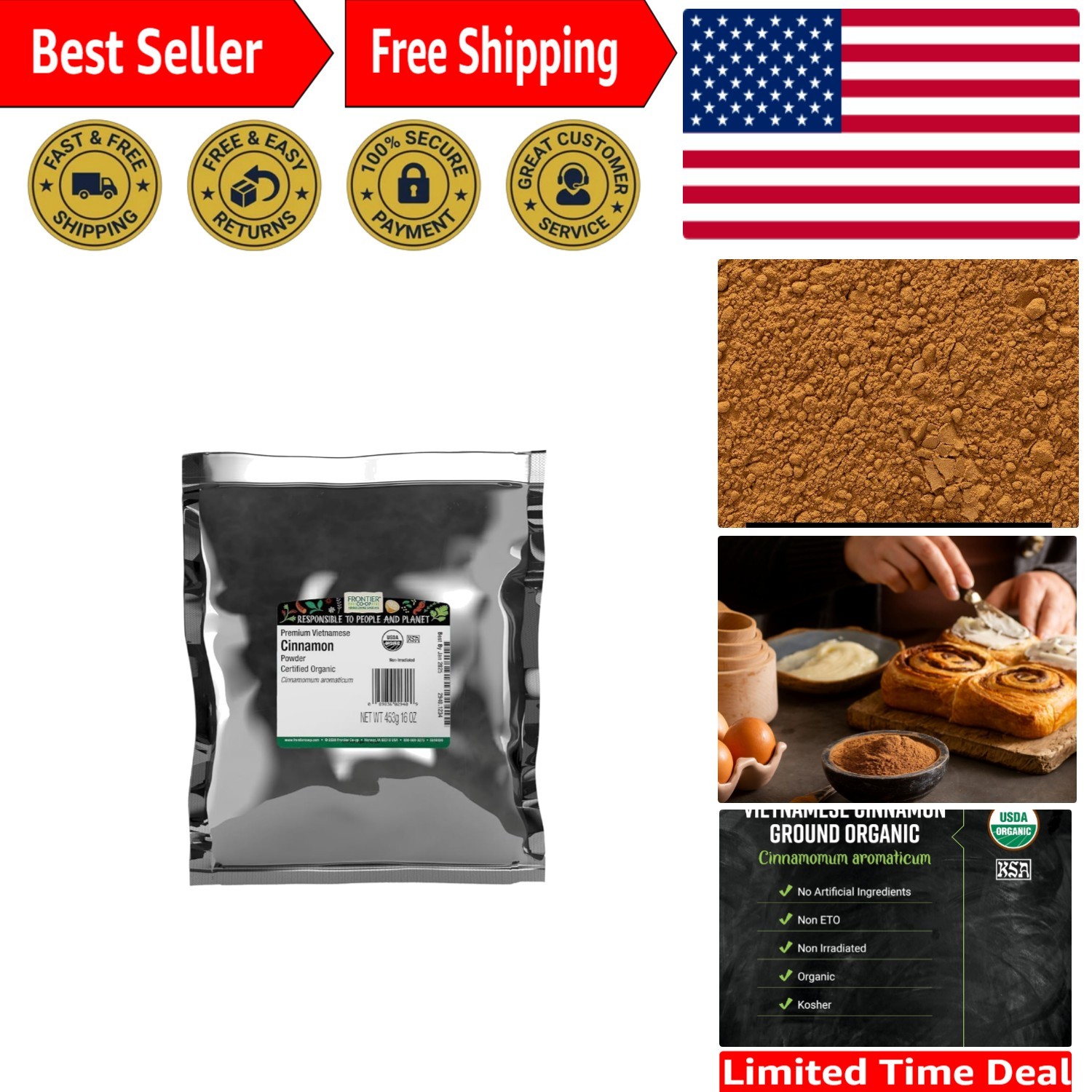 Saigon Cinnamon 16oz Organic Ground Spice – Rich Flavor for Culinary Delights