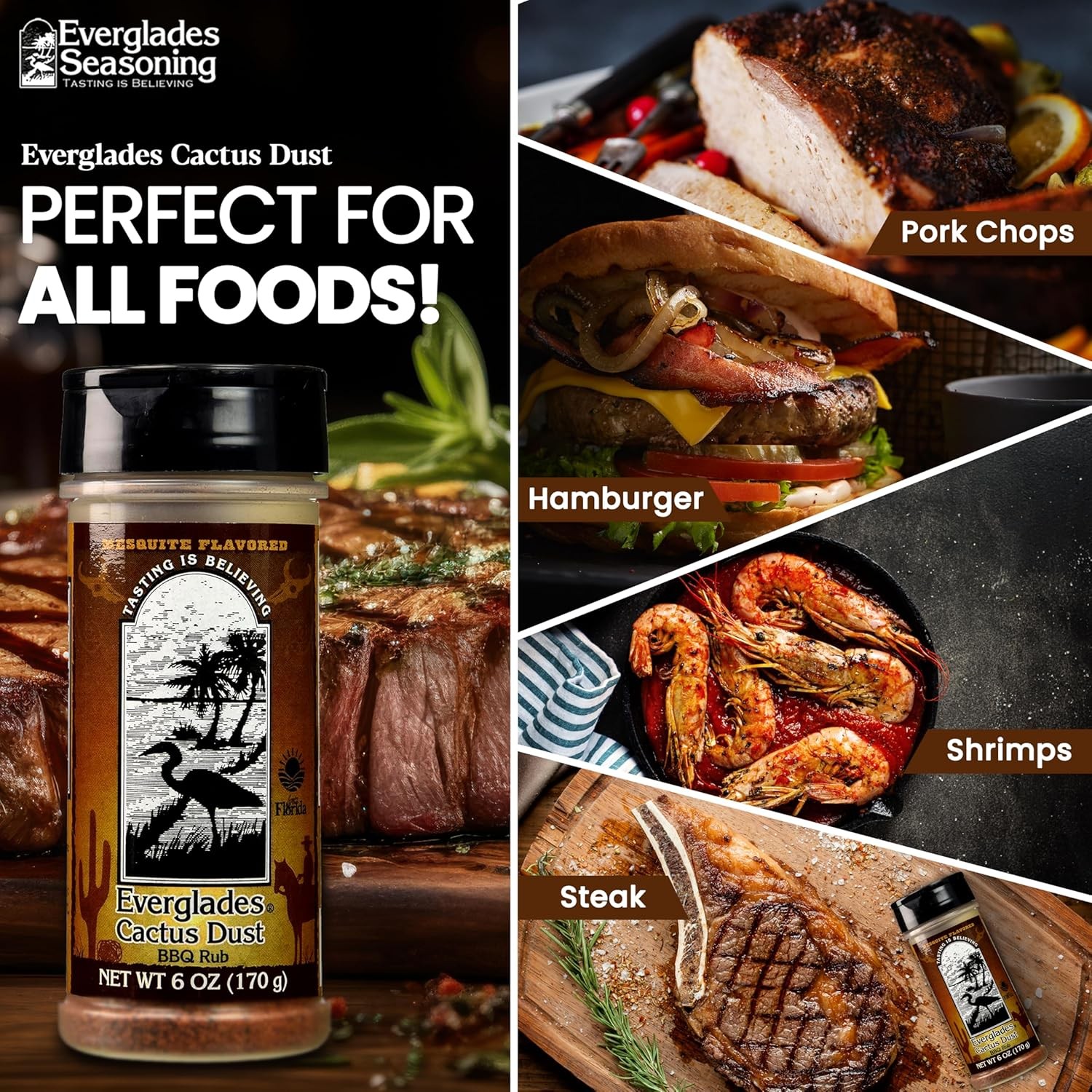 Everglades Cactus Dust BBQ Rub 6 oz. Mesquite Caramelizing Blend 6-Pack