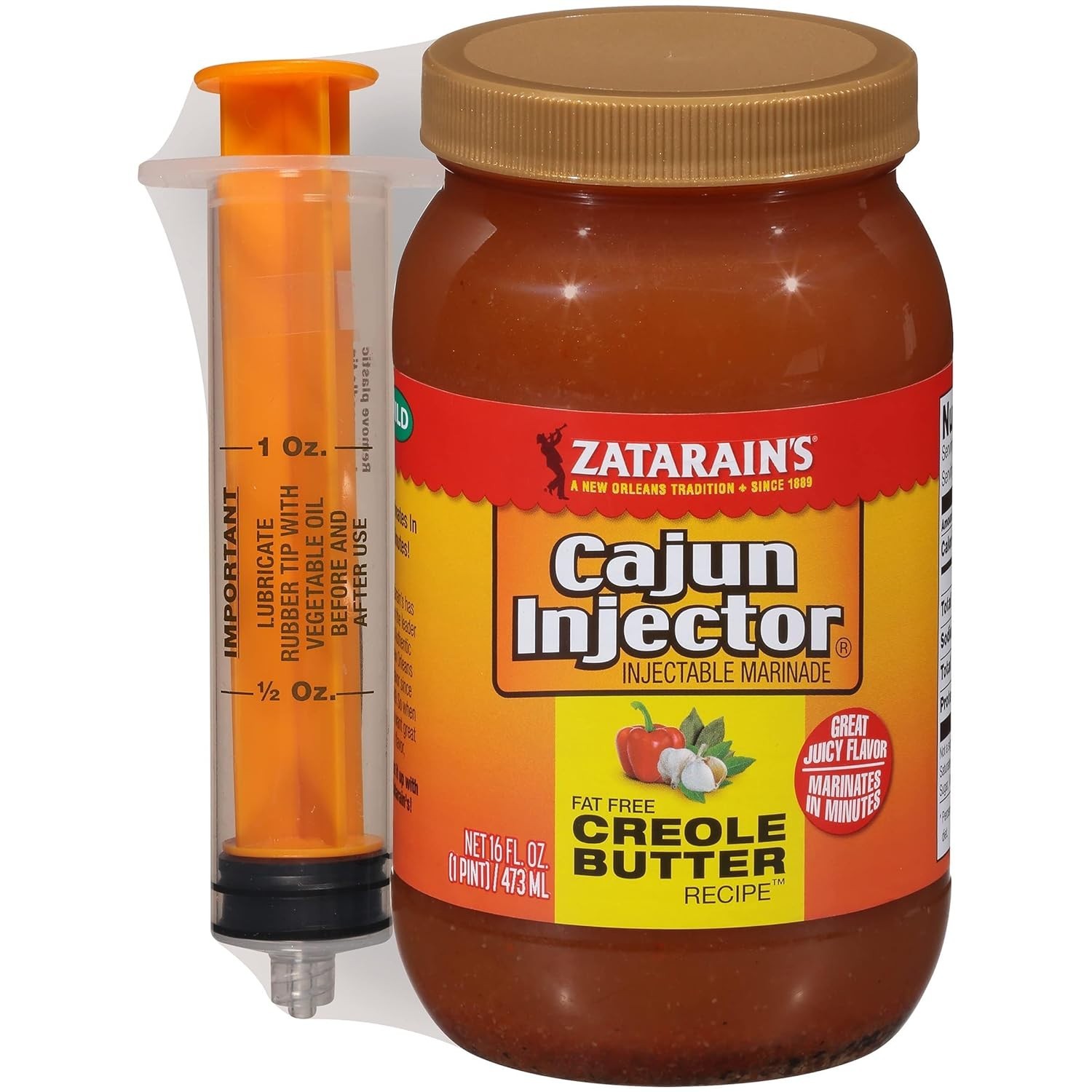 Cajun Injector Fat Free Creole Butter Recipe Injectable Marinade with Injecto…