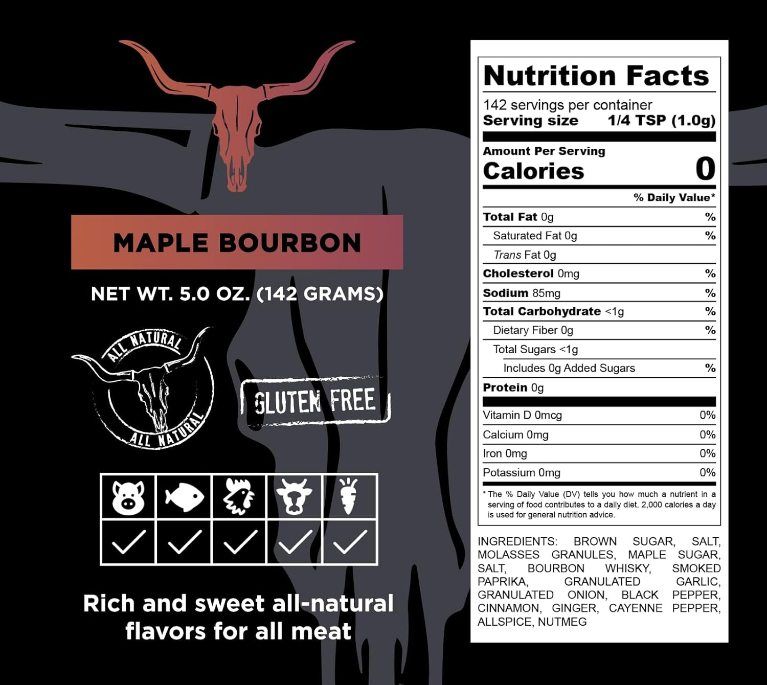Great Tasting Maple Bourbon BBQ Seasoning Rub – Contains All Natural Ingredients