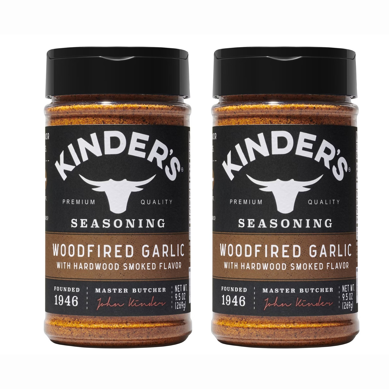 Pack Of 2, Kinder’s Woodfired Garlic Seasoning, 9.5 oz.