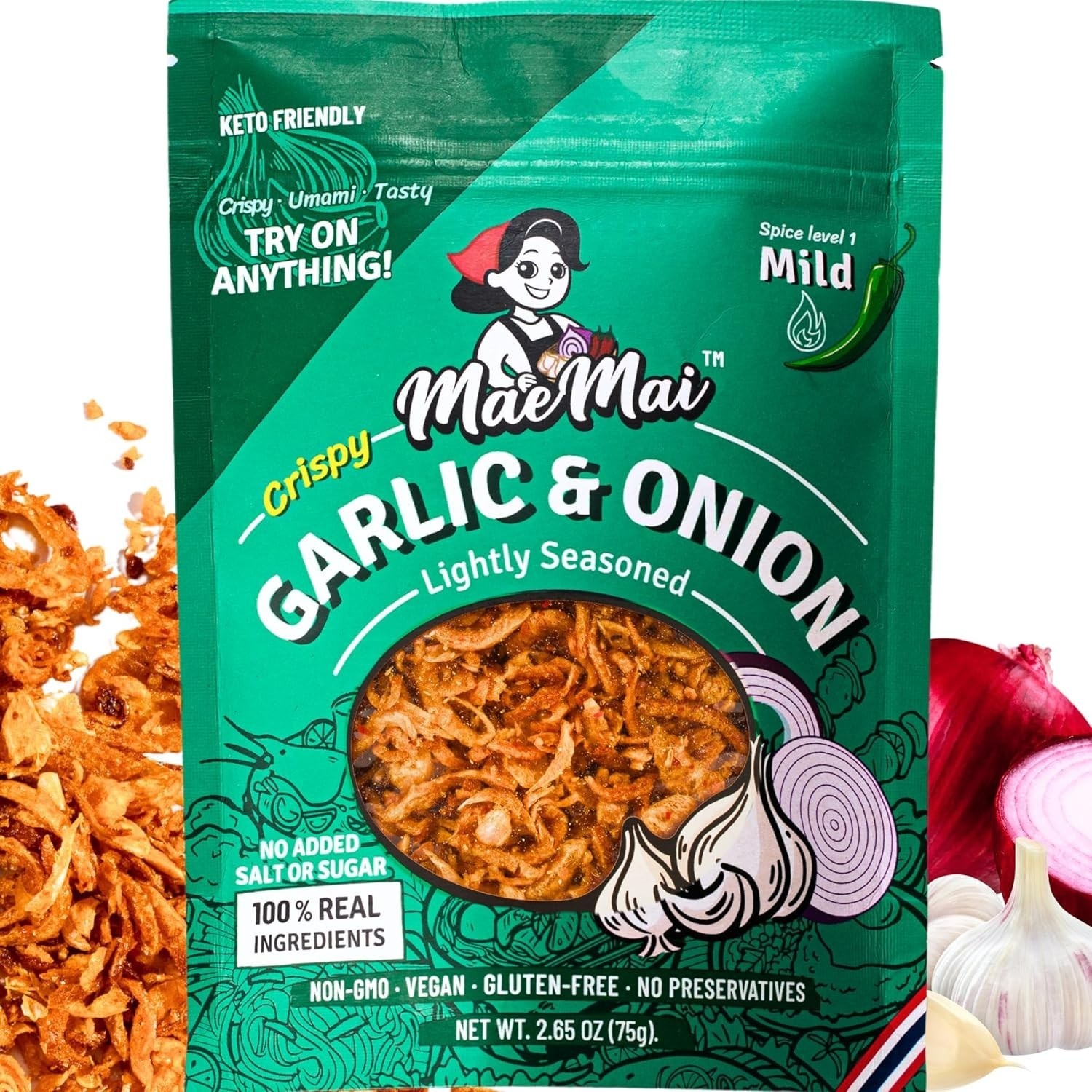 Chili Crisp (MILD Spice) – Premium Onion & Garlic Flakes – Crispy All-Purpose